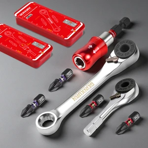 Germany Warehouse 7pcs Mini Ratchet Wrench Set , High Hardness And High Torque, Push-pull Box Is Easy To Take And Carry