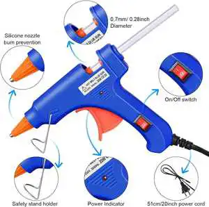 20W Industrial DIY Electric Hot Melt Glue Gun Single Temperature Premium Thermal Heating System Aluminum Barrel Nozzle Made