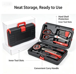 12-Piece Carbon Steel Household Tool Set Hand Operated Kit with Hard Toolbox for Outdoor Work OEM Logo