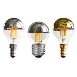 Golden Silver Shadowless Light G45 4W 220V 230V E14 E12 Dimmable LED Mirror Reflective Light Bulb