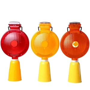 Red Color Waterproof Solar Traffic Cone Lamp