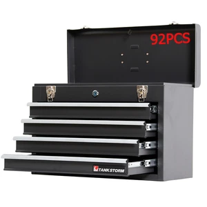 92 PC Tool Box with Hand Tool Sets for Garage Storage Tool Roller Cabinet Trolley Box