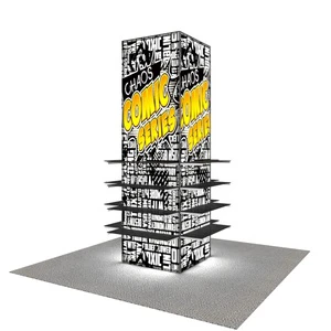Custom 10ft Portable LED Backlit Aluminum Exhibition Display Stands New Design Tradeshow Fabric Pillars Trade Show Equipment