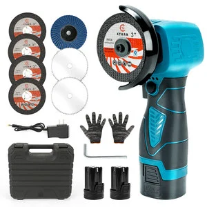 Professional Cordless Brushed Mini Electric Angle Grinder Kit Power Tool with Cutting Discs for Metal and Wood