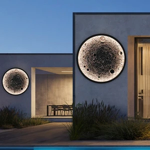 LED Wall Light Moon Dimmable Round 3D Moon Lamp Bedroom Night Light Wall Decor Lamps Indoor Light Modern LED Moon Wall Lamps