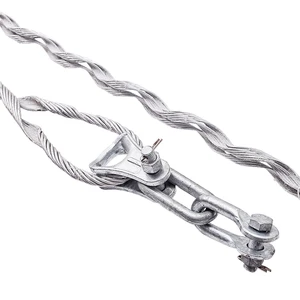 Power Pole Guy Wire Anchors Preformed Deadend Guy Grip Clamps with Thimble Ball Eye U Shackle for ADSS and FTTH Cables
