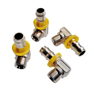 RMI09 90° Elbow For Self-clamping Hose Barb Plug Nickel Plated Brass Quick Connector Male Thread Joint Quick Coupling