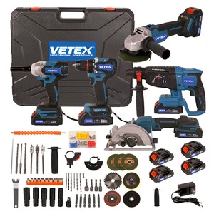 Ultimate 21V Cordless Tool Combo 5 Tools Including Electric Hammer Drill Saw Kit 2000mAh Battery High Performance OEM 3-Year