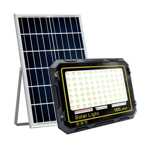 30W-300W Solar Panel LED Flood Lights with Aluminum Remote Control IP67 Rated ABS Lamp Body for Garden Lighting