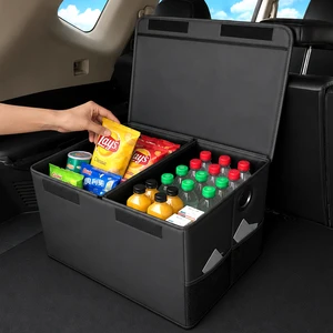 Large Durable Foldable Car Seat Interior Boot Storage Trunk Organizer Outdoor Organizers and Storage Box for Car PVC Leather