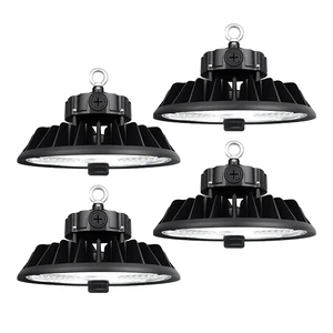 UFO LED High Bay Light 150W 240W 4 Pack LED Shop Light 22,500LM 36,000LM 0-10V Dimmable Hanging Ring for Warehouse Factory Barn