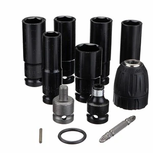 Drillpro 4/6/10/12PCS Metal Sleeve Kit Electric Wrench Screwdriver Hex Socket Head Set for Impact Wrench Drill