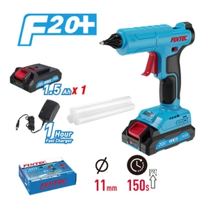 FIXTEC Wholesale Customized 20V Wireless Battery Powered Glue Gun Cordless Hot Melt Glue Gun with 3pcs 11*150mm Glue Stick