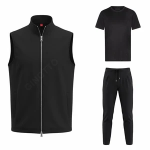 3 Piece Vest Sets With Mercerized Cotton T-Shirt Wholesale Custom Logo Casual Combination Tech Fabric Tracksuit For Mens