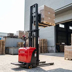 5500mm High Reach Electric Ride-On Forklift Stacker 1.5T/2T Triplex Mast Compact Collapsed Height 2500mm ISO Certified