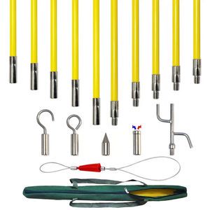 High Voltage 10PCS/Set Portable Safety Wall Electrical Wires With Hook Rods Tool Insulation Tube Stick