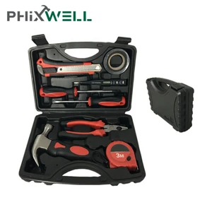 Hot Sale 9 Piece Sets Commonly Used Repair Electrician Tools Combination Home Hardware Tool Box with Screwdriver