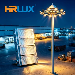 Factory Custom OEM 500W IP66 Waterproof 25m/30m Hot Dip Galvanized High Mast Light Logistics Yard LED Flood Lighting