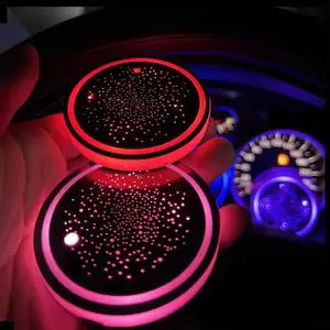 2pcs/set Cup Holder Rechargeable 7 Color 3 Modes LED Atmosphere Lamp for Car Truck Interior Decoration Drink Coaster