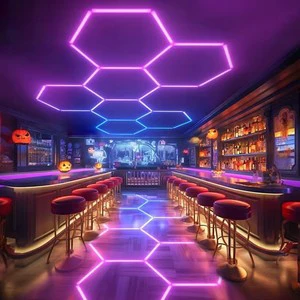 High Quality Portable RGB Hexagon LED Light Panel Garage & Workshop Lighting with Remote & DC Power Supply