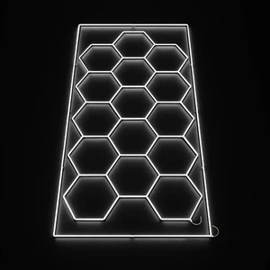 LED Hexagon Garage Light with 15 Grids System Honeycomb Workshop Light for Home Gym Basement Warehouse Garage AC Powered