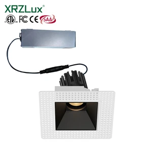 XRZLux 15W Dimmable LED COB Downlight Modern Recessed Trimless Square Anti-Glare Adjustable Wall Washer Spotlight ETL Ceiling
