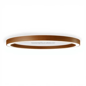 Retro Wooden Finish Housing LED Oval Circular Lamp Curved Linear Light Ceiling Wall Light Fixture for Home Lightings