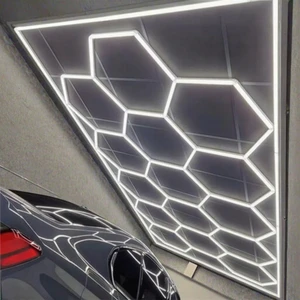 China Made 6500K 2.4*4.8M 110-220V Plastic Garage Honey Wall Light Hexagonal Led Light for Ceiling Car Detailing Led Light