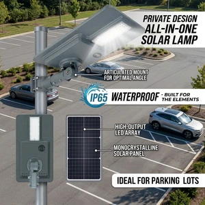 Private Design All in One Solar Lamp IP65 Waterproof with LiFePO4 Battery for Parking Lot LED Street Lights