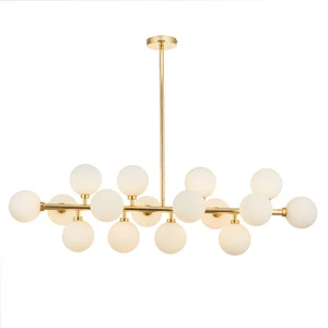 Modern Horizontal Linear Chandelier Glass Ball Pendant Light for Hotel Home Bedroom Living Room Hotel Indoor Installation
