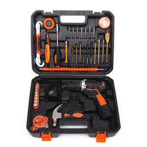 Hand Tool Set 45pcs Lithium Drill Machine Electrician Box Cordless Pliers Insulated Saw Tool Drilling Bit Wrenches
