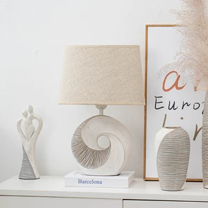 Modern Contemporary Table Lamps Fabric Drum Shade Art Decor Ceramic Bedside Nightstand Lamp 360 Lighting