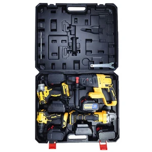18V 20V 21V High Power Cordless Li-ion Battery Combo Tool Kit: Impact Wrench, Rotary Hammer Drill, Angle Grinder