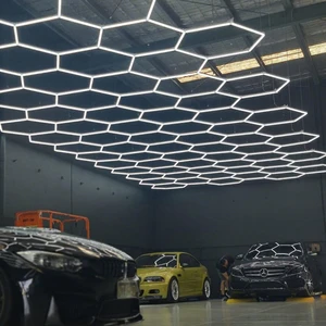 High Quality 4000K LED Hexagon Light Honeycomb Ceiling Lamp for Workshop Detailing Garage Automobile Lighting & Decoration