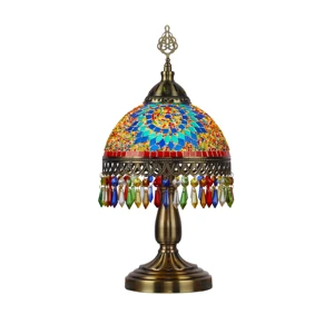 Luxury Handmade Turkish Style Mosaic Stained Glass Table Lamp with LED Light Source and Dome Shade Electric Power Supply