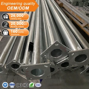 Hot Dip Galvanized Q235 Steel Solar Street Light Pole 4m 5m 6m 7m Single Arm Lamp Post IP65 CE Certified For Africa Road