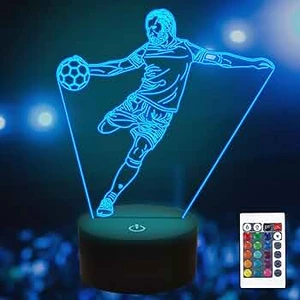 Euro Cup 3D Lamp with Remote Control Color Changing Commemorative Gift for Soccer Fans LED Night Light for Bedroom Room Decor