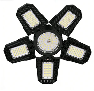 5-Wing Foldable LED Garage Light, 100-277V E27, Adjustable Industrial Lighting For Warehouse Workshop Factory Home