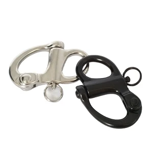 66m,96mm 316 Stainless Steel Black Fixed Bail Snap Shackle for Sailboat, Bracelet