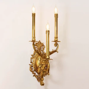 Copper Wall Lamp European Style Villa Palace Luxury Brass Branch Sprout Candle Light Retro Bedside Corridor Wall Lights