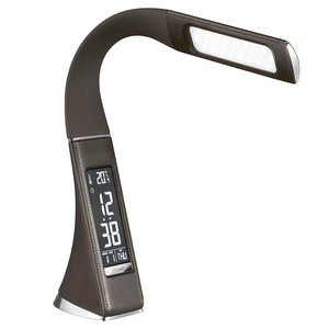 LED Eye Protection Table Lamp, Touch Control USB Reading Lamp with Thermometer, Clock, 3 Brightness Levels 360 Degree Rotation,