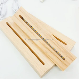 Small Night Light Rubber Wood LED 3D with Rectangular Groove Base Customizable Color Freestanding Love Theme