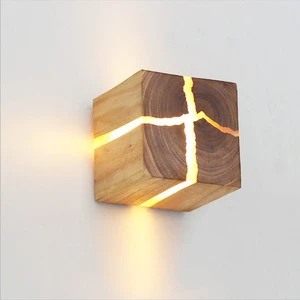 Straight for Split Wood Wall Lamp Creative Corridor Light Cross Border square Nordic Solid Wood Wall Bedside Lamp