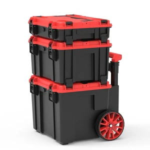 Professional Modular Stacking Tool Box with Wheels Waterproof Impact Resistant Rolling Hard Case for Electrician Hardware Kit