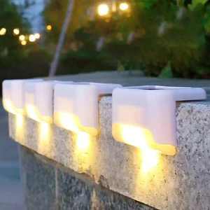 Solar LED Fence Lights Outdoor Waterproof Wall Mounted Step Light Solar Powered Railing Lamps for Path Patio Garden Deck Decor