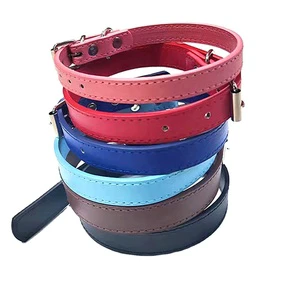 New Fashion Unique Solid Plain Blank Pet Durable Collars For Dogs Buckle Hardware Real Leather Dog Collar
