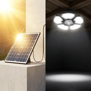 156LEDS Solar Shed Light Solar Pendant Light for Indoor Outdoor Solar Lamp With Remote Control for Barn Gazebo Garage 6000k