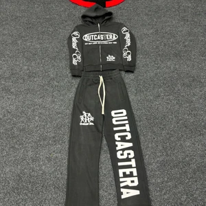 Breathable Solid 100% Cotton Long Sleeves Men Winter Casual Acid Wash Printed Tracksuit Set Customized Logo & Colors 8 Sets MOQ
