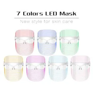 7 Color LED Face Mask Light Therapy with Neck Piece, Professional Photon Mask for Anti-Aging, Acne Treatment & Skin Rejuvenation