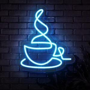 Luminous Coffee Cup Motif Lamp Silicone Neon Sign Red Blue Green Yellow Neon Night Lights Bar Decoration Lighting
